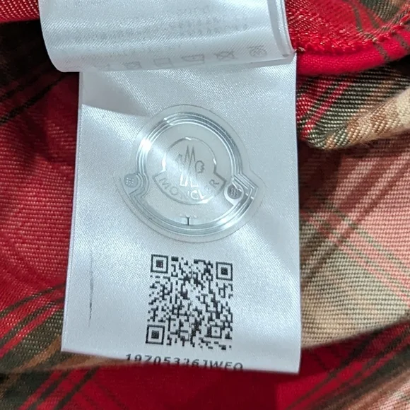 Mens MONCLER Plaid Check LS Button Up Shirt Red/Multi XL justto big do me
